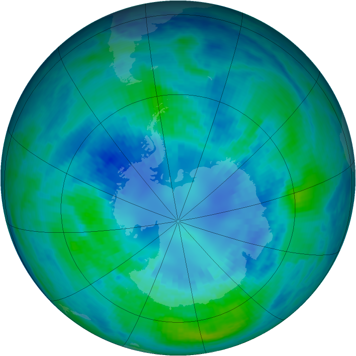 Antarctic ozone map for 10 April 2002